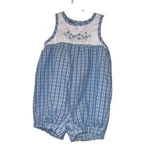 Vintage My Pal for girls Blue Plaid floral Sleeveless Romper 12m